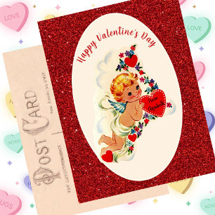 Postale Carte vintage Saint-Valentin Parties scintillant r