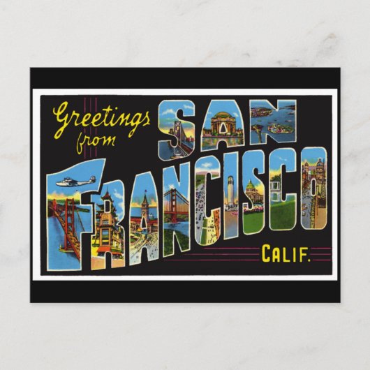 Postale Carte Vintage San Francisco (Devant)