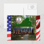 Postale Carte Virginie, Sceau d'État, Texte de l'image (Devant / Derrière)