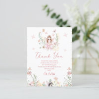 Carte Whimsical Rose Floral Fairy First Birthday