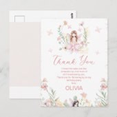 Postale Carte Whimsical Rose Floral Fairy First Birthday (Devant / Derrière)