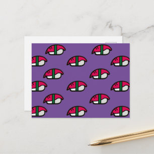 Postale Carton Kawaii Sushi, Riz de Poisson et Carte posta