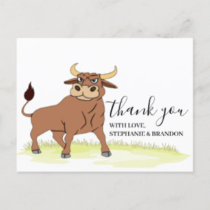 Postale Cartoon Bull Carte de remerciements