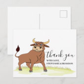 Postale Cartoon Bull Carte de remerciements (Devant / Derrière)