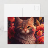 Postale Cat Fleur-kaarten Briefkaart (Voorkant / Achterkant)