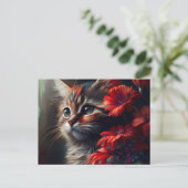 Postale Cat Fleur-kaarten Briefkaart (Staand voorkant)