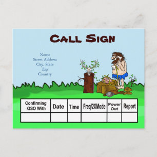 Postale Cave Man Ham Ham Radio Carte QSL Personnaliser It!