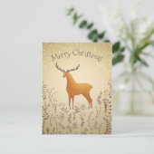 Postale cerf avec feuillage et flocon de neige carte posta (Debout devant)