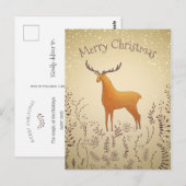 Postale cerf avec feuillage et flocon de neige carte posta (Devant / Derrière)