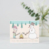 Postale 'C'est la saison de donner la carte de vacances (Debout devant)