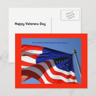 Postale C'est un honneur ... Carte de la fête des vétérans