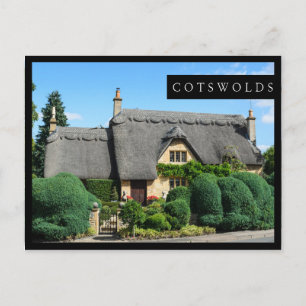 Postale Chalet de toit de chaume dans la carte noire Cotsw