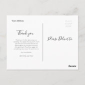 Postale charmant mariage de script merci carte photo (Dos)