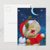 Postale Chat de Noël la nuit Carte de vacances (Devant / Derrière)