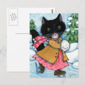 Postale Chat de patinage sur glace - chaton mignon Carte p (Devant / Derrière)