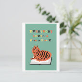 Postale Chat drôle sur l'illustration du livre Carte posta (Debout devant)