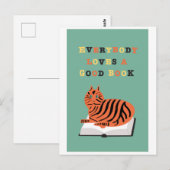 Postale Chat drôle sur l'illustration du livre Carte posta (Devant / Derrière)