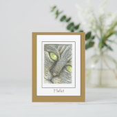 Postale Chat Face Bonjour ! Carte d'art à main (Debout devant)