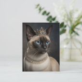 Postale Chat siamois avec une couronne et un collier carte (Debout devant)