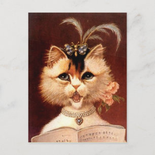 Postale Chat vintage de père victorien en bijoux Carte pos