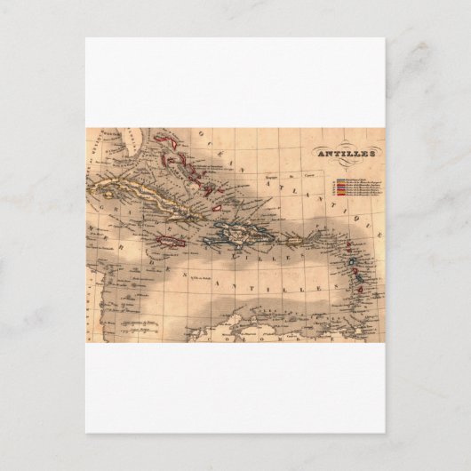 Postale Chemise de plongée de la carte des Antilles (Devant)