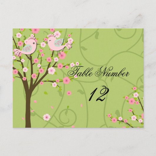 Postale Cherry Blossom Birds Numéro de tableau Carte posta (Devant)