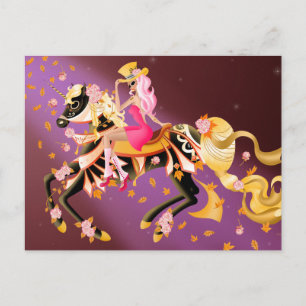 Postale Cheval Crâne de Sucre et Dame RedRosa Carte Postal
