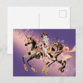 Postale Cheval mécanique Steampunk & Dame Violette Carte (Devant / Derrière)