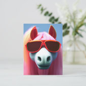 Postale Cheval rose cool en lunettes de soleil Carte posta (Debout devant)