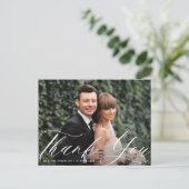Postale chic script merci typographie carte mariage (Debout devant)