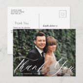 Postale chic script merci typographie carte mariage (Devant / Derrière)