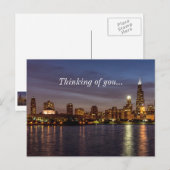 Postale Chicago Cityscape Nuit Pensant À Vous Carte Postal (Devant / Derrière)