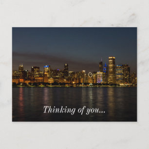 Postale Chicago Night Cityscape Penser De Vous Carte Posta