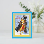 Postale Chick de Noël avec chapeau, monocoque, carte posta (Debout devant)