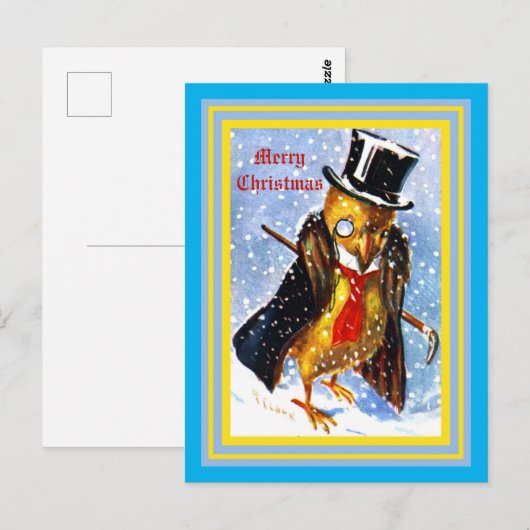 Postale Chick de Noël avec chapeau, monocoque, carte posta (Devant / Derrière)