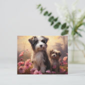 Postale Chien Fleurissant Briefkaart (Staand voorkant)