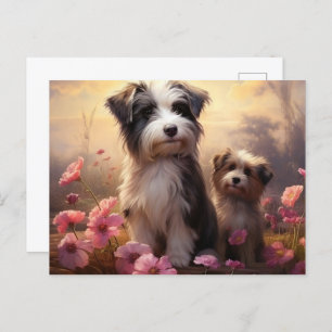 Postale Chien Fleurissant Briefkaart