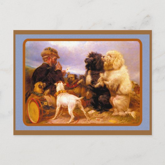 Postale Chiens et carte de jeu (Devant)