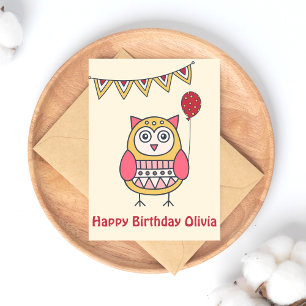 Postale Chouette mignonne - Carte de vœux d'anniversaire c