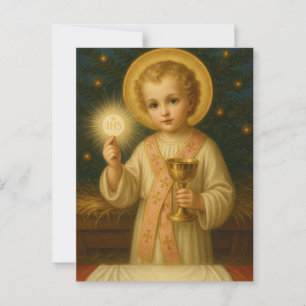 Postale Christ Enfant avec Eucharistie Carte Sainte de Noë