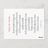 Postale Christ la carte de prière de l'enseignant (Dos)