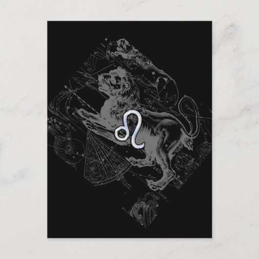 Postale Chrome Style Leo Zodiac Carte Hevelius 1690 (Devant)