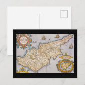 Postale Chypre carte antique monde gravure (Devant / Derrière)