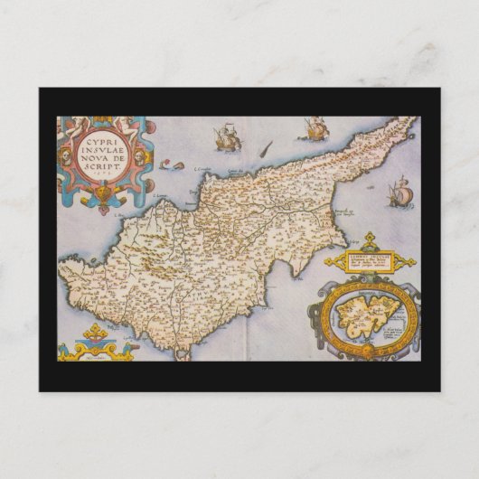 Postale Chypre carte antique monde gravure (Devant)