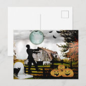 Postale *~* Cimetière Éffrayant MARCHE CARTE HALLOWEEN MOR (Devant / Derrière)