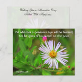 Postale Citation de la Bible - Proverbes 22:9 - Carte post (Devant / Derrière)