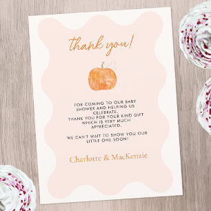 Postale Citrouille Automne Baby shower Automne Merci Carte