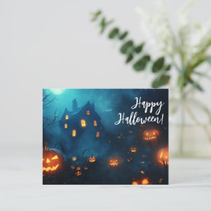 Postale Citrouilles par carte de voeux Halloween de nuit