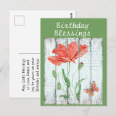 Postale Clôture Blanche Rustique Fleurie Carte d'Anniversa (Devant / Derrière)