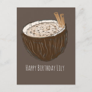 Postale Coconut Art Joyeux Anniversaire Carte Nom